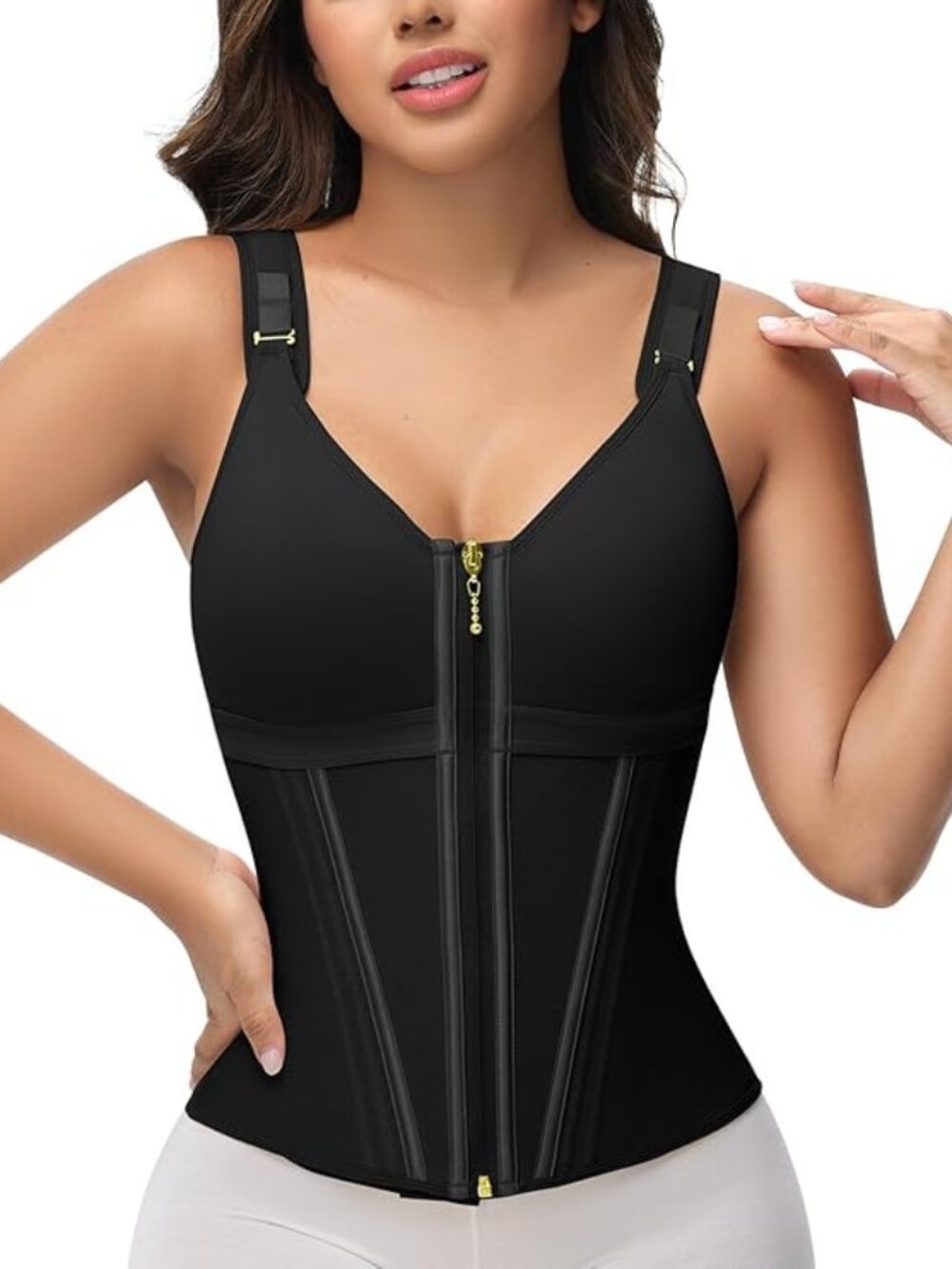 Womens Waist Trainer Corset Zipper Vest Slimming Body Shaper Cincher(1 Pack)